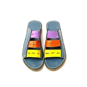 Vintage 70s vegan leather lightweight foam sandals